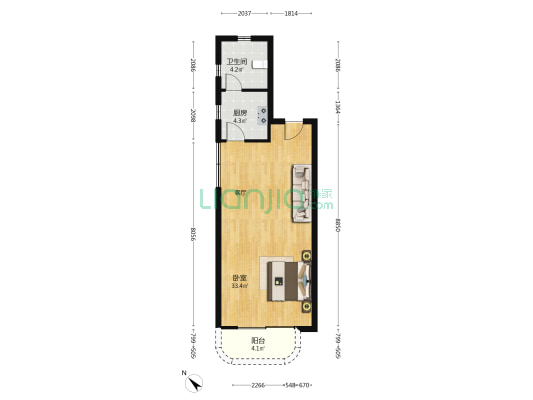 兆丰苑 1室0厅1卫 59平方