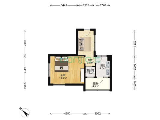 抚琴街北一巷3号 1室1厅1卫 38平方