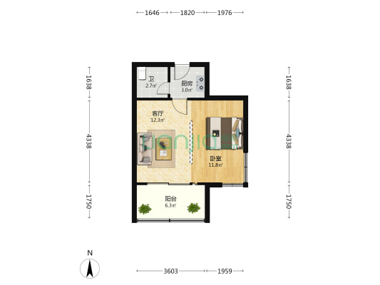 河滨小区(桐乡市) 1室1厅1卫 51平方