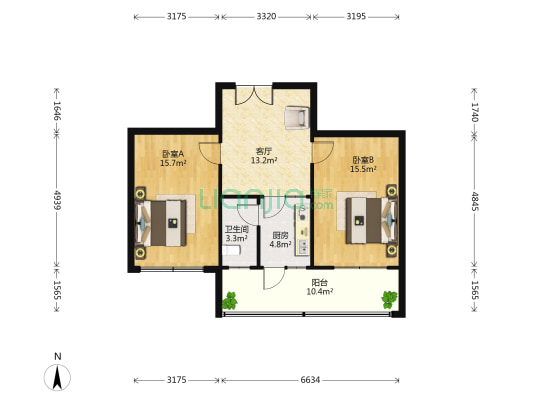 万众里 2室1厅1卫 70平方