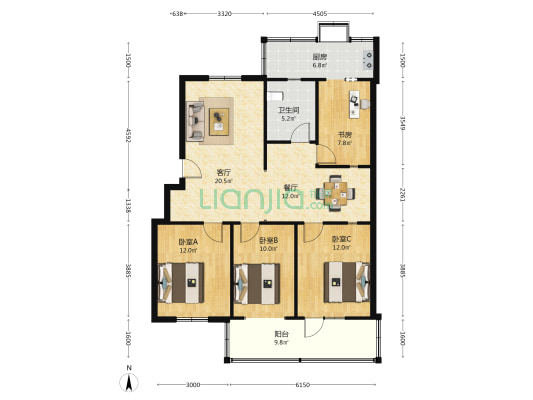 宝丰街公路社区 4室2厅1卫 109平方