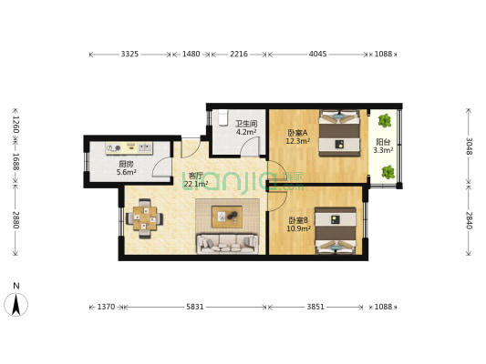 小港一路52号 2室1厅1卫 73平方