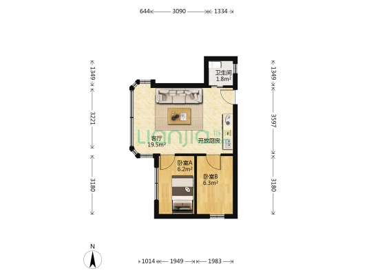 文安花苑 2室1厅1卫 44平方