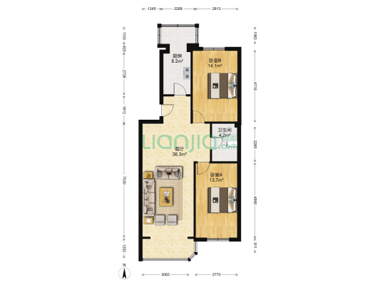 龙祥苑小区 2室1厅1卫 99平方