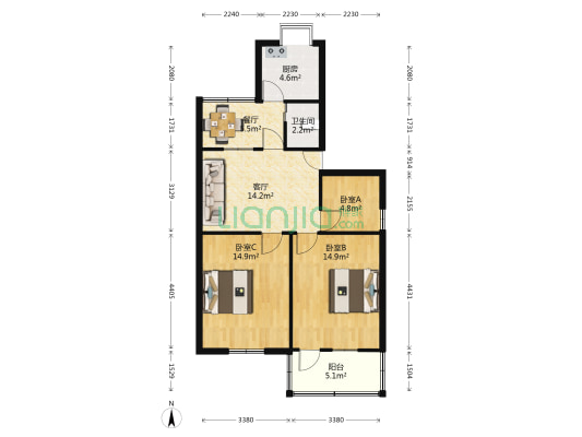 古楼建安 3室2厅1卫 84平方