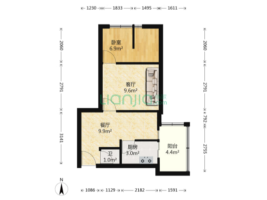 煤田小区 1室2厅1卫 41平方