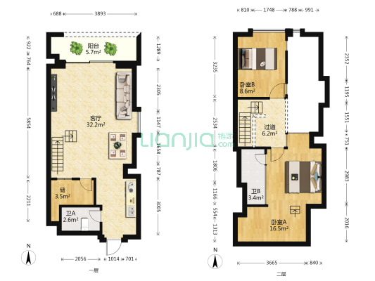 广粤锦泰·首座 2室1厅2卫 77平方