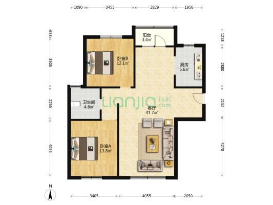 天玖澜湾墅 2室1厅1卫 121平方