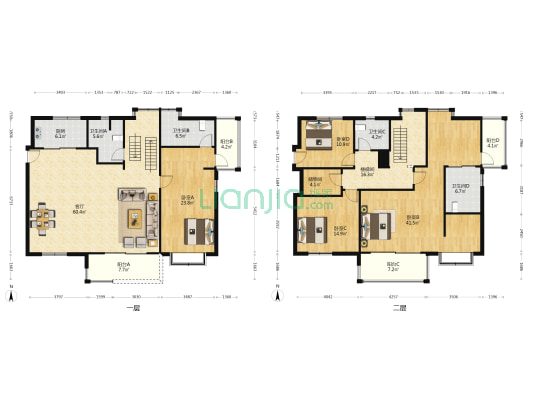 德信大厦 4室1厅4卫 137平方