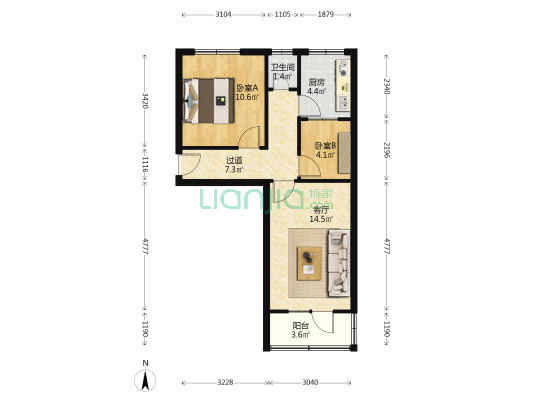 甘肃轻工机械总公司家属院 2室1厅1卫 52平方