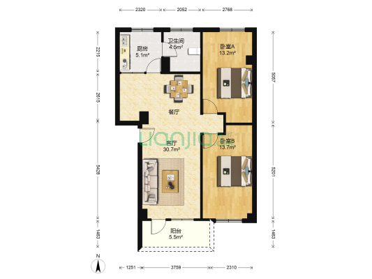 司法局宿舍(天河区) 2室1厅1卫 87平方