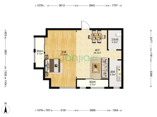泰顺和商业中心 1室1厅1卫 104平方