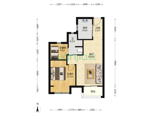 春和景庭 2室1厅1卫 73平方