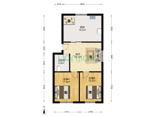 鑫普小区 2室1厅1卫 55平方