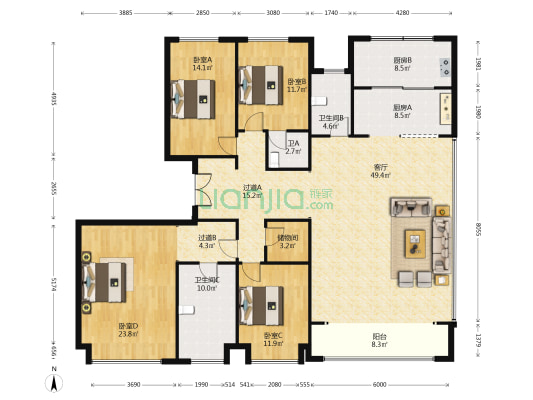 碧桂园云顶一期 4室1厅3卫 230平方