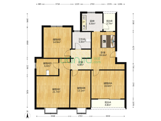 浦园 1室0厅1卫 138平方