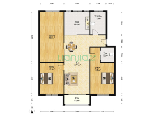 金谷小区 2室1厅2卫 208平方
