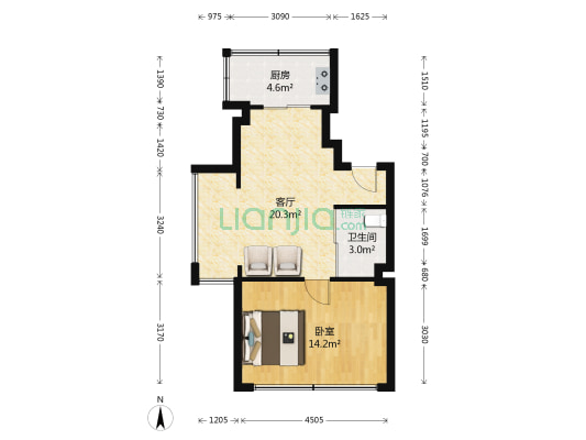信和裕达 1室1厅1卫 55平方