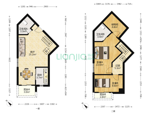 南国SOHO520 2室1厅2卫 50平方
