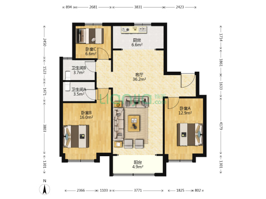 碧桂园天樾园 3室1厅2卫 117平方