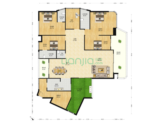 紫马天赋 5室2厅4卫 346平方