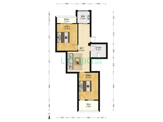 元兴小区 2室1厅1卫 71平方