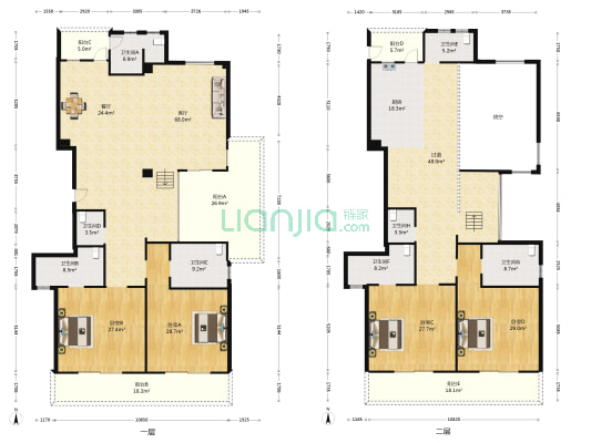 万川锦苑 4室2厅8卫 416平方