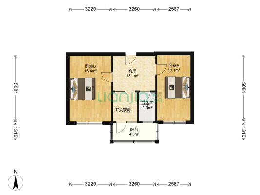 新建里(津南区) 2室1厅1卫 62平方