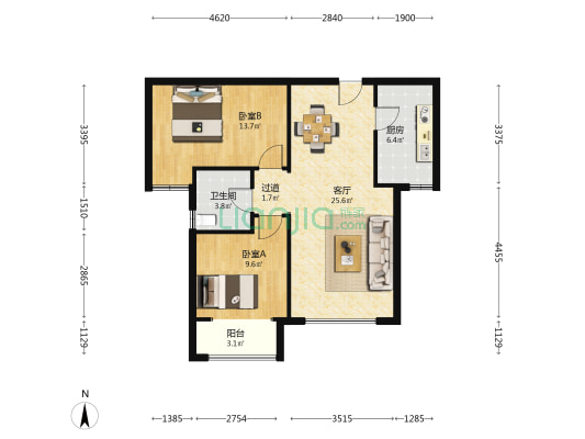 安联水晶坊 2室1厅1卫 93平方