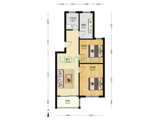 新东苑 2室1厅1卫 79平方