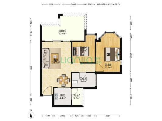 光耀荷兰小城 2室1厅1卫 80平方
