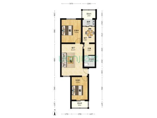 营房小区 2室2厅1卫 86平方