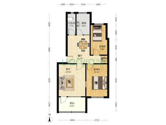 军休所二所 2室2厅1卫 72平方