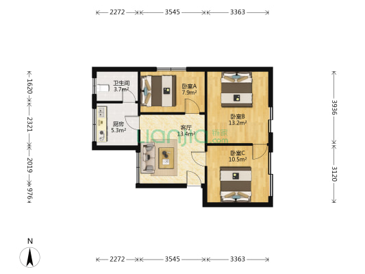 镬子山社区新建路 3室1厅1卫 70平方