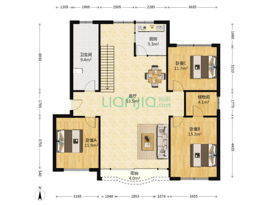 梅苑小区 3室1厅1卫 137平方
