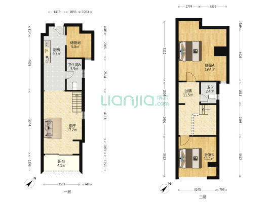 万豪丽影公馆 2室1厅2卫 47平方