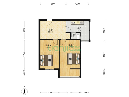 黄家巷 2室1厅1卫 58平方