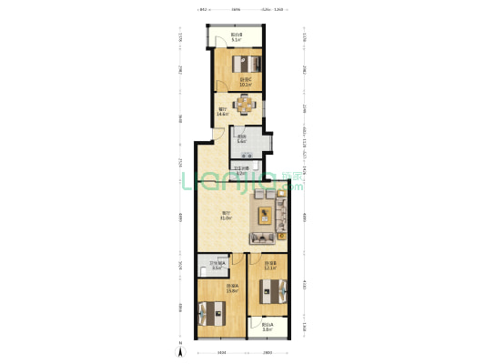 上麻园岭社区 3室2厅2卫 121平方
