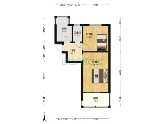 丛台区政府家属楼 2室0厅1卫 42平方