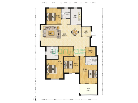 锦绣天成 4室1厅3卫 188平方