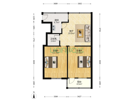 流虹路 2室1厅1卫 75平方