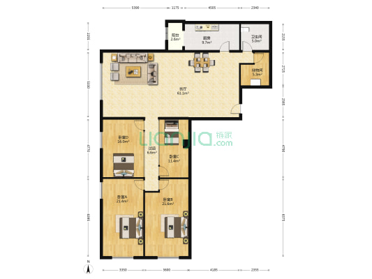 泰达时代 4室1厅1卫 220平方