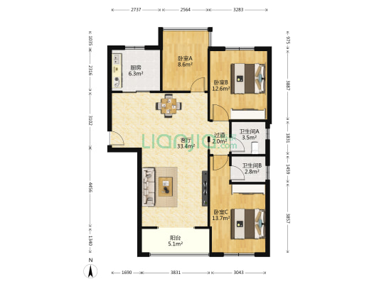 御河兰亭 3室1厅2卫 114平方