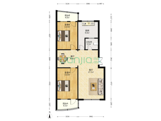 凤凰台东花园 2室2厅1卫 108平方