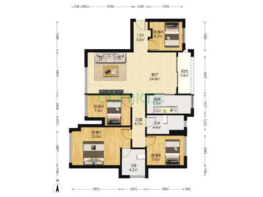 嘉云轩 4室1厅2卫 106平方