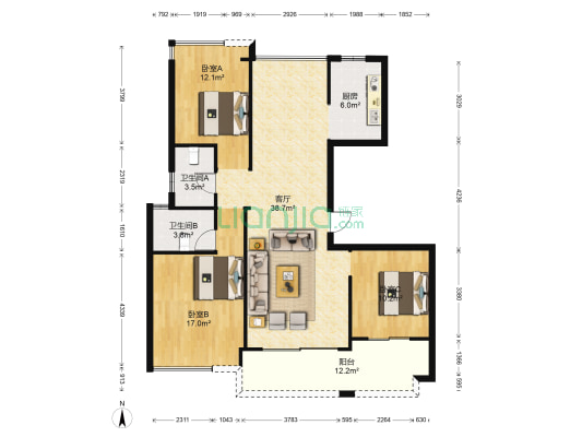 锦湖苑 3室1厅2卫 221平方