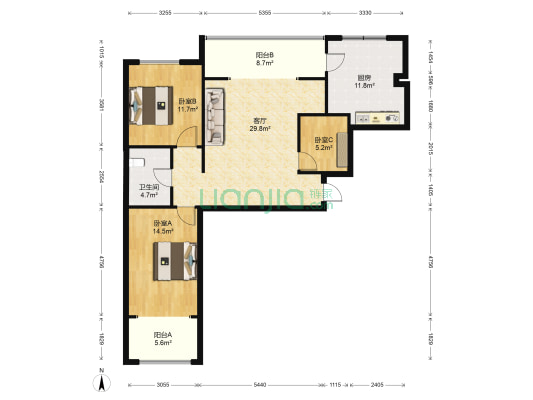 富泰家园 3室1厅1卫 112平方