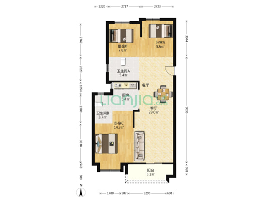 雍舜府（二期） 3室1厅2卫 103平方