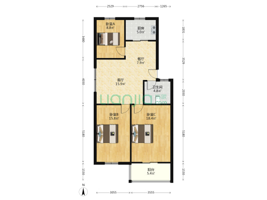 新新苑小区 3室2厅1卫 102平方