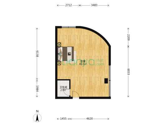 中植商务 1室0厅1卫 66平方